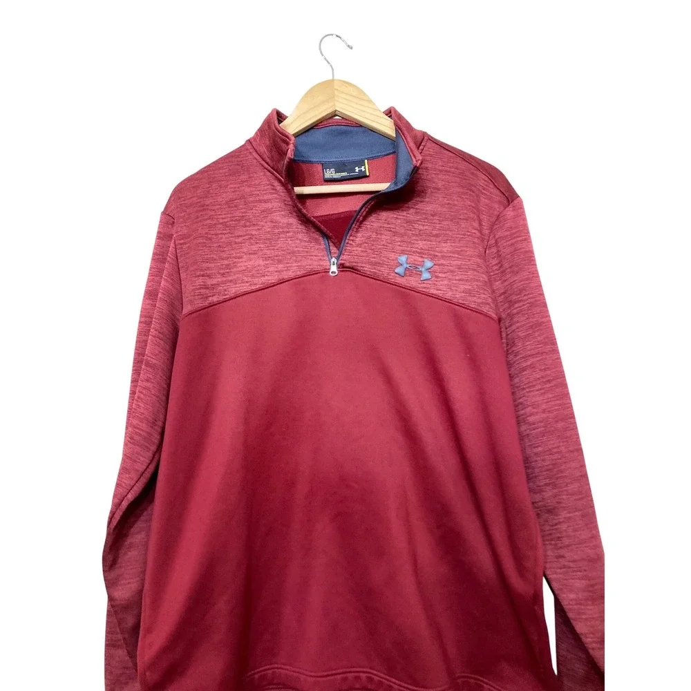 Under Armour Mens Quarter Zip Pullover Maroon Heathered Activewear‎ Large LG/G